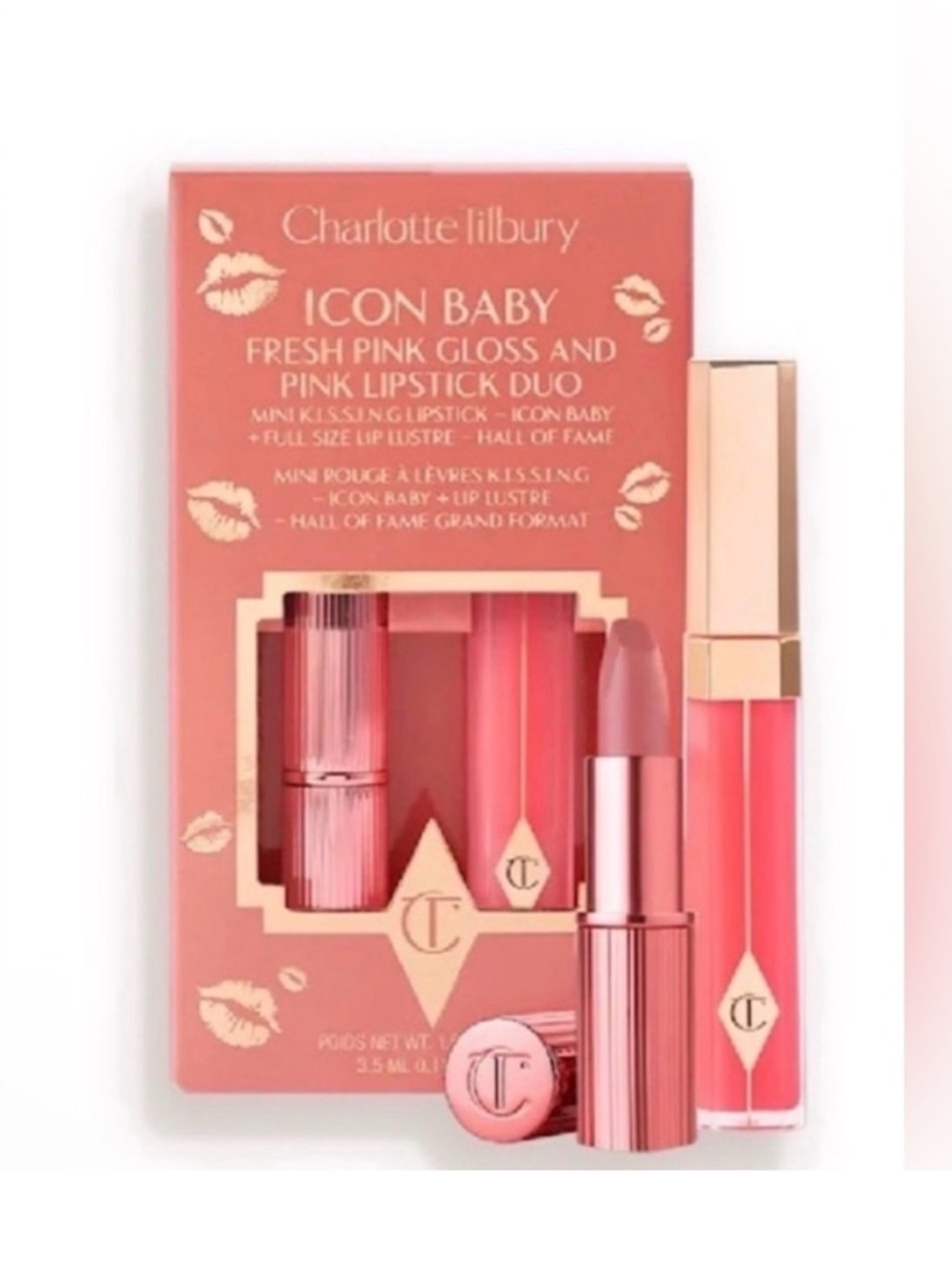 Charlotte Tilbury Icon Baby Fresh Pink Gloss and Pink Lipstick Duo